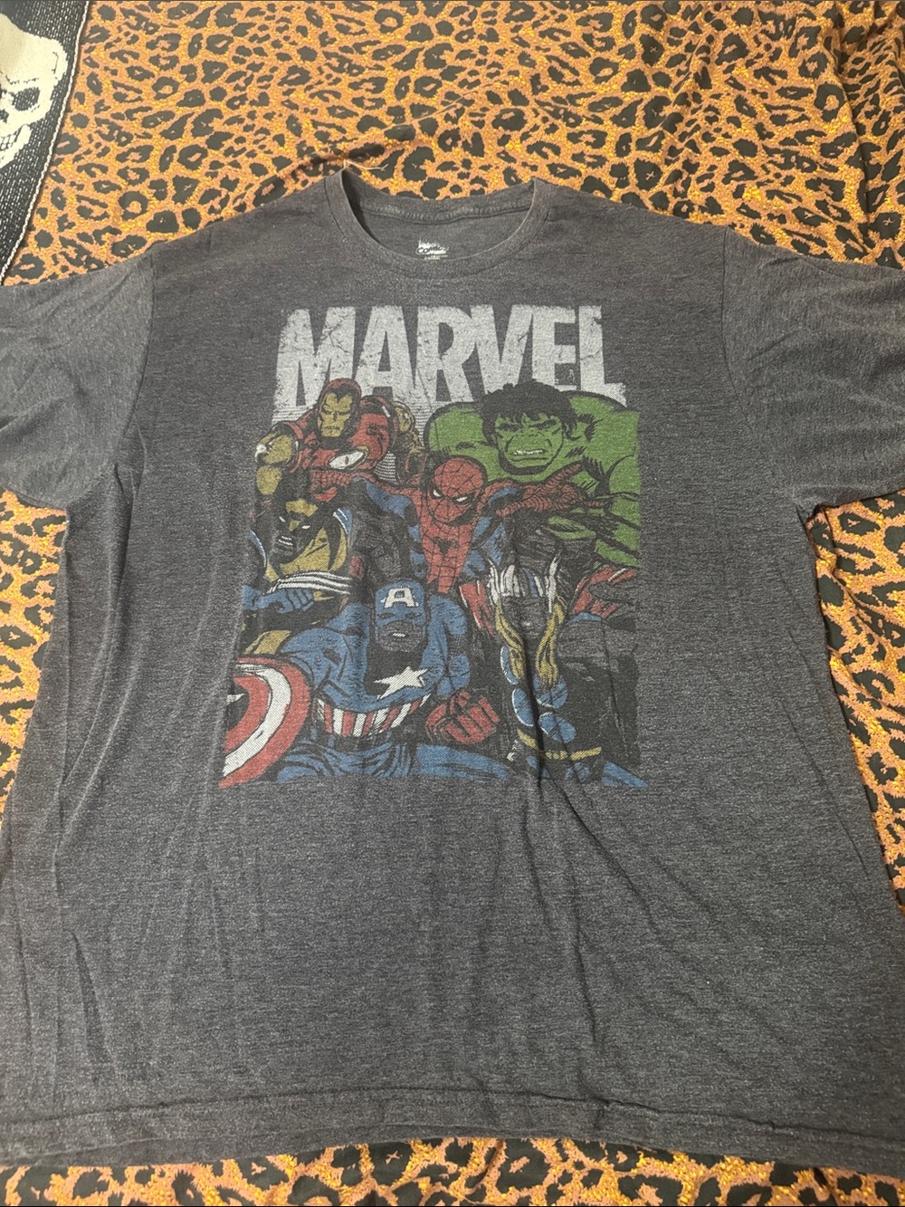 Marvel Gray Short Sleeve Superhero Group Graphic Tee